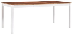 vidaXL Mesa de jantar 180x90x73 cm madeira de pinho branco e castanho