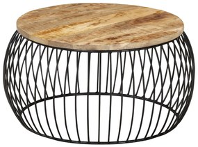 vidaXL Mesa de centro Ø68 cm madeira de mangueira áspera