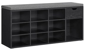 Banco sapateira com gaveta 30 x 104 x 48 cm preto-cinzento ardósia