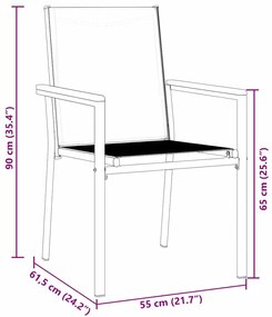 Conjunto de Jantar para Jardim 5 Peças Preto em Textilene e Aço
