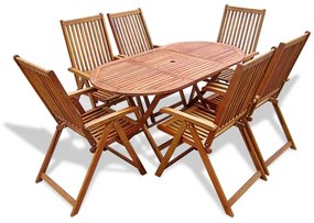 7 pcs conjunto de jantar exterior madeira acácia maciça