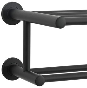 Suporte de Toalha Preto 61 x 23 x 17 cm Aço inoxidável