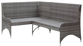 Sofás de canto para jardim 2 pcs vime PE cinzento