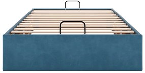 Ottoman Bed Frame No Colchão Azul Escuro 90x190 cm Veludo