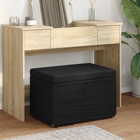 vidaXL Banqueta Preto 61 x 41 x 40 cm Tecido e Madeira Engenharia