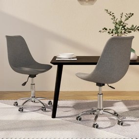 vidaXL Cadeiras de jantar giratórias 2 pcs tecido cinzento-claro