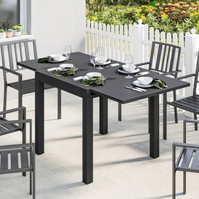 Mesa de jardim extensível para exterior, para 4-6 pessoas (CADEIRAS NÃO INCLUIDAS), com extensão com armazenamento integrado, em alumínio, 80-160 x 80