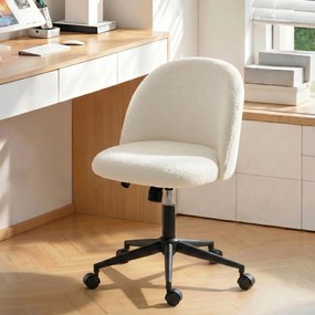 Cadeira de Escritório Ergonómica, 59 x 52 x 84,5 cm, Altura Regulável, Creme