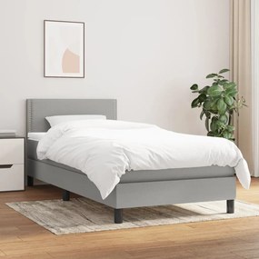 vidaXL Cama com molas/colchão 90x190 cm tecido cinzento-claro