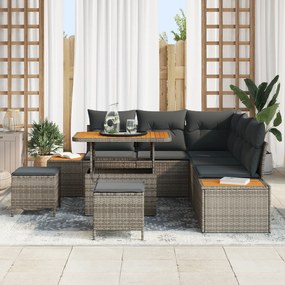 Conjunto de Sofá de Jardim vidaXL de 8 Peças com Almofadas Rattan Cinz
