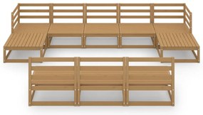 10 pcs conjunto lounge de jardim pinho maciço