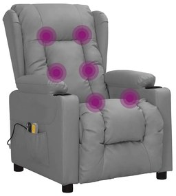 Poltrona de massagens elétrica couro artificial cinzento