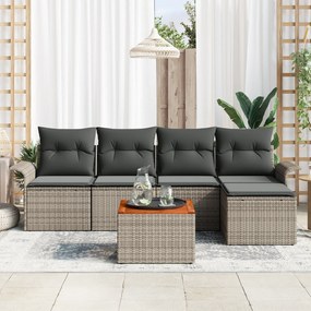 Conjunto de Sofá para Jardim 6 Peças com Almofadas Cinza Poliéster de