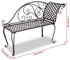 Chaise lounge para jardim 128 cm aço antigo castanho