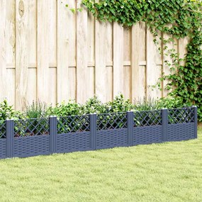 Vaso/floreira de jardim c/ estacas 363,5x43,5x43,5 cm PP cinzento azul