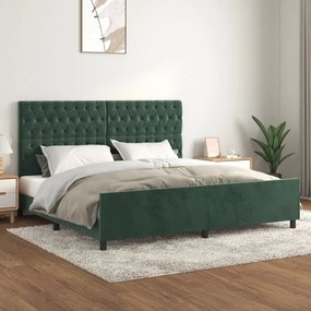 Estrutura de cama sem colchão 200x200 cm veludo verde-escuro