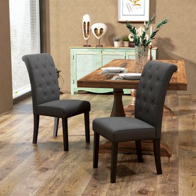 Conjunto de 2 cadeiras de sala de jantar de grande conforto com pés de madeira Lin 47 x 61 x 101 cm cinzento escuro