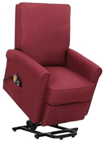 vidaXL Poltrona elevatória de massagens tecido vermelho tinto