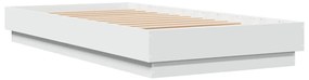 Estrutura de cama com luzes LED 90x190 cm branco