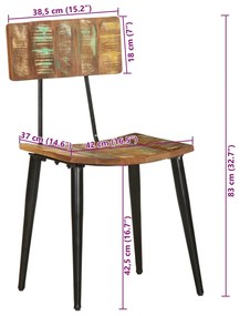 Cadeiras de jantar 2 pcs madeira recuperada maciça