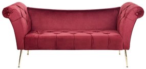 Chaise-longue em veludo vermelho escuro NANTILLY Beliani