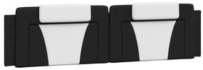 Cama com colchão 200x200 cm couro artificial preto e branco