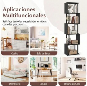 Estante de 5 prateleiras geométrica em forma de S com estrutura metálica e sistema anti-tombamento 38 x 23 x 147 cm Preta