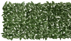 Tela de privacidade p/ varanda c/ folhas 600x75 cm verde-escuro