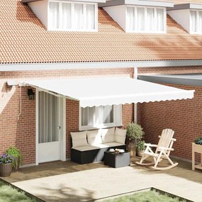 vidaXL Toldo Manual Retrátil com LED Branco 400x300 cm