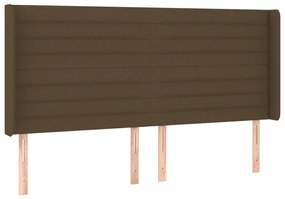 Cabeceira de cama c/ luzes LED tecido 203x16x118/128cm castanho