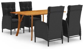 vidaXL 5 pcs conjunto de jantar para jardim preto
