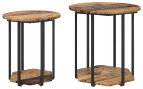 Conjunto de Mesas de Apoio 2 pcs Madeira Velha, Madeira de Engenharia