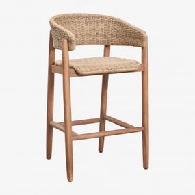 Pack De 2 Bancos Altos Em Madeira De Acácia E Rattan Sintético Ribeira ↑75 Cm & Castanho Acácia - Sklum