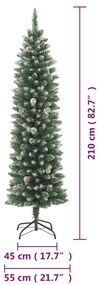 Árvore de Natal artificial fina com suporte PVC 210 cm