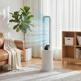 Climatizador 3 em 1 com Depósito de 1,7 L Modos Ajustáveis Temporizador Controlo Remoto 24,7x24,7x109,5 cm Branco