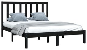 Estrutura de cama dupla 4FT6 135x190 cm pinho maciço preto