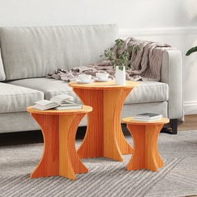 vidaXL Conjunto de Mesas de Café 3 pcs Castanho-mel 46 x 46 x 47 cm