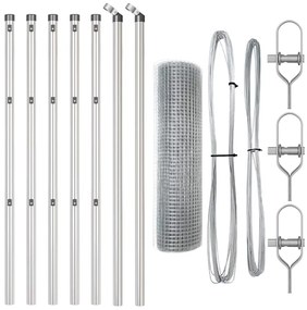 Cerca de Arame Soldado com 7 Postes 0.6x10 m Aço Galvanizado