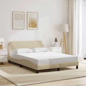 Estrutura de cama sem colchão 120x200 cm tecido cor creme