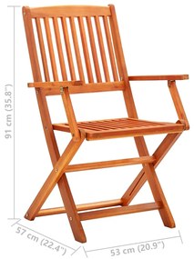 Cadeiras de jardim dobráveis 8 pcs eucalipto maciço