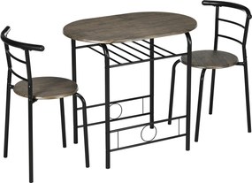 HOMCOM Conjunto bistrô 3 peças, 1 mesa, 2 cadeiras, 80 cm x 53 cm x 74,5 cm, Preto | Aosom Portugal