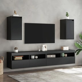 Armários de parede 2 pcs 30x30x60 cm pinho maciço preto