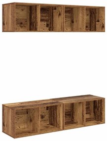 Gabinete de TV de Parede 4 pcs Madeira antiga 37 x 37 x 72 cm