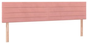 Cabeceira de cama c/ luzes LED veludo 160x5x78/88 cm rosa