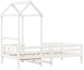 Estrutura de cama com telhado 75x190 cm pinho maciço branco