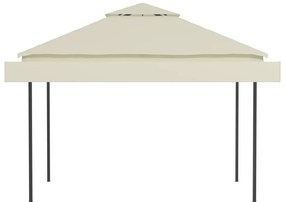 Gazebo com toldos duplos extensíveis 3x3x2,75 m 180 g/m² creme