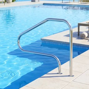 Corrimão para Piscina, 130 x 94 cm, Capacidade de Carga de 180 kg, Prateado