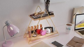 Prateleira Masa Servis Rafı – Dourado e Castanho – 38x16x42 cm | Tribo
