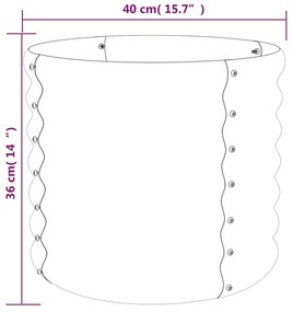 Vaso/floreira de jardim aço revestido a pó 40x40x36cm antracite