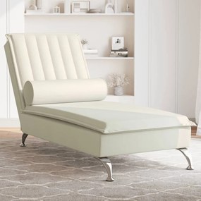 Chaise lounge de massagem com rolo veludo creme